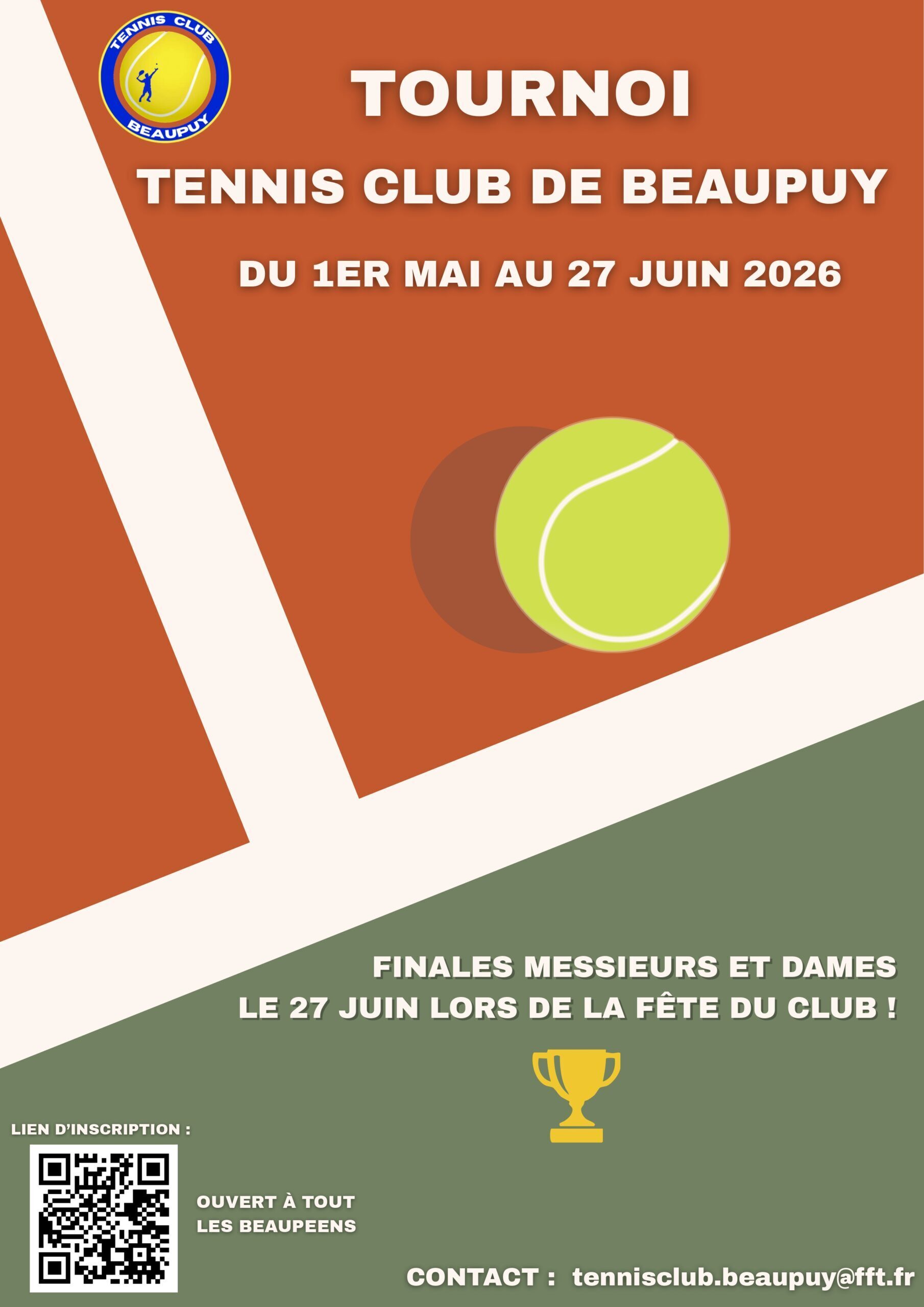 Tournoi tennis club de Beaupuy - Du 1er mai au 27 juin