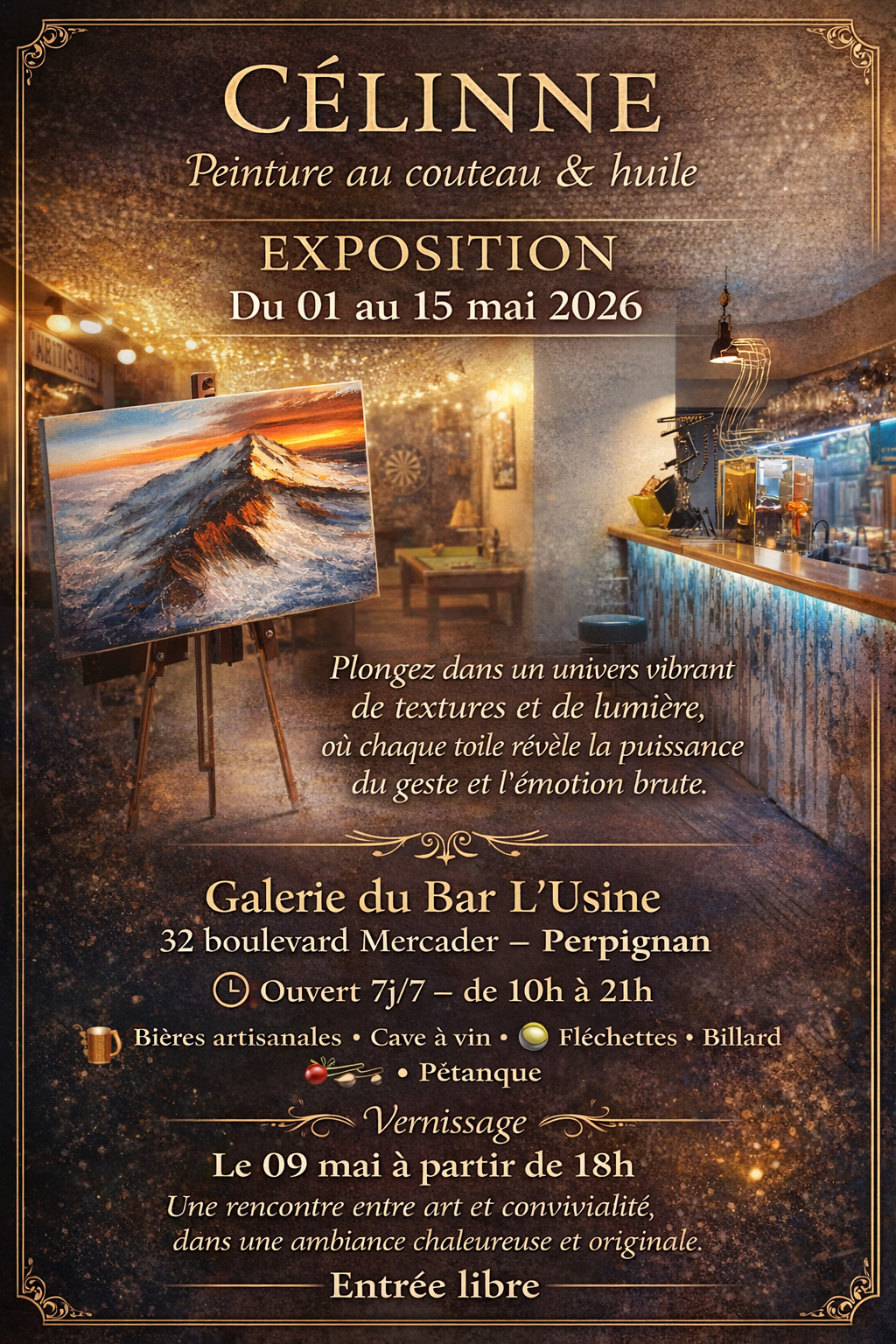 Exposition peinture au couteau et huile de Célinne.