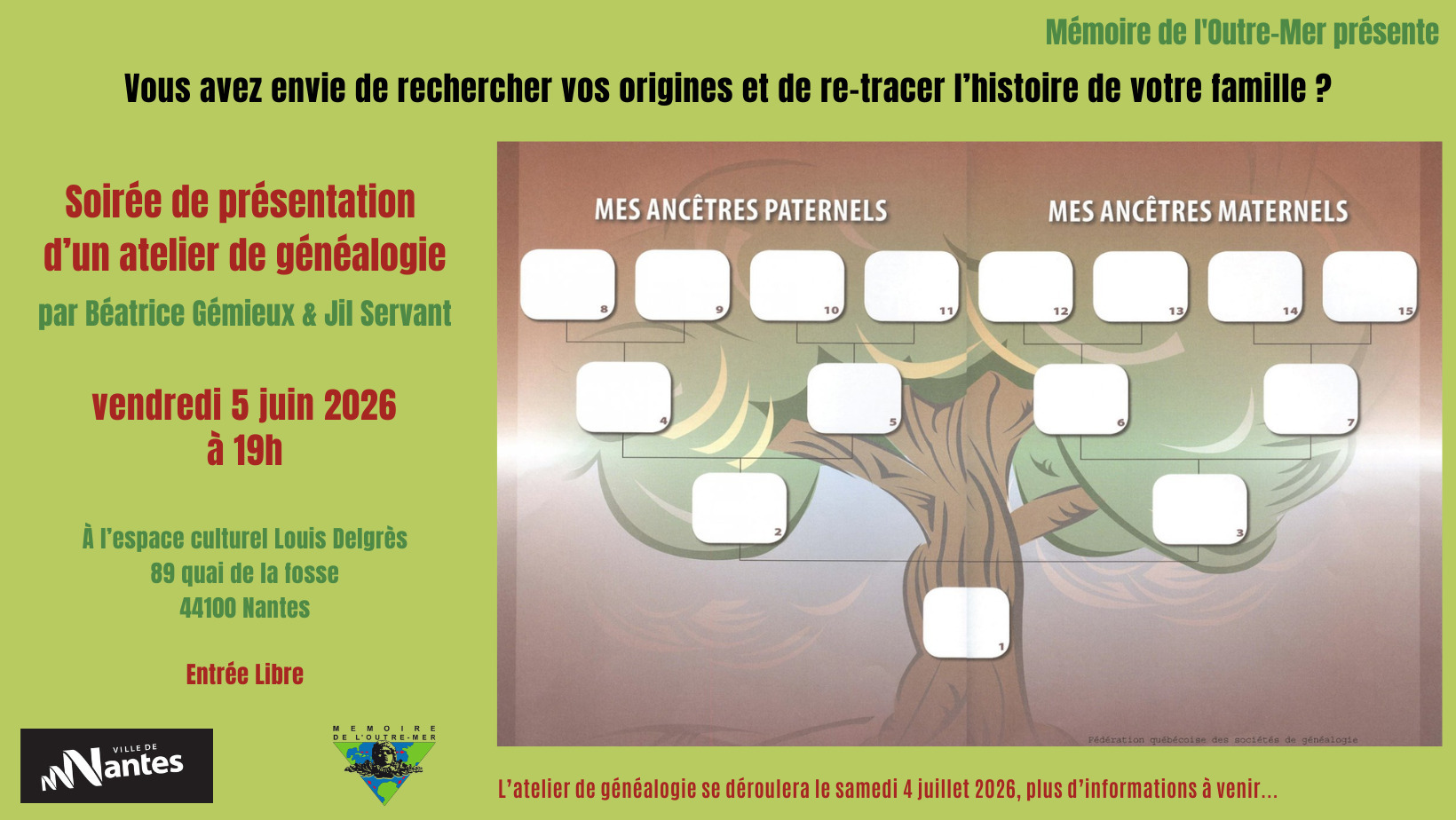 Soirée de présentation d'un atelier de généalogie