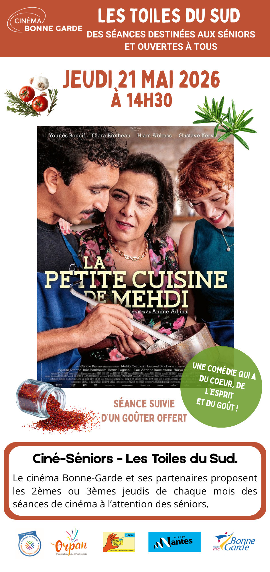 Ciné-seniors - Les Toiles du Sud - "La petite cuisine de Mehdi"