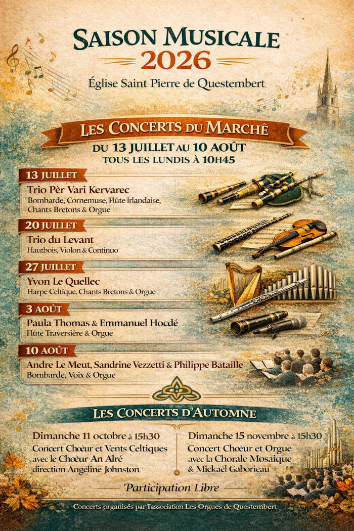 Comme tous les étés, Les Orgues de Questembert vous font découvrir des musiciens en tous genres sur le marché.
