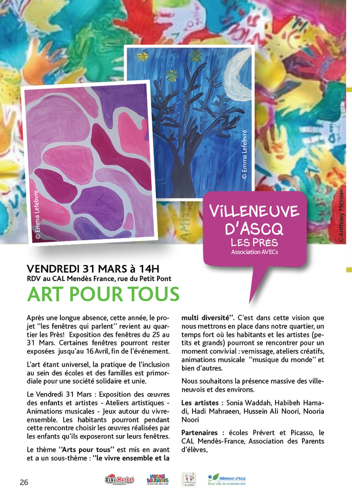 Fenêtres qui parlent :  Arts pour tous - vernissage au CAL Mendès-France
