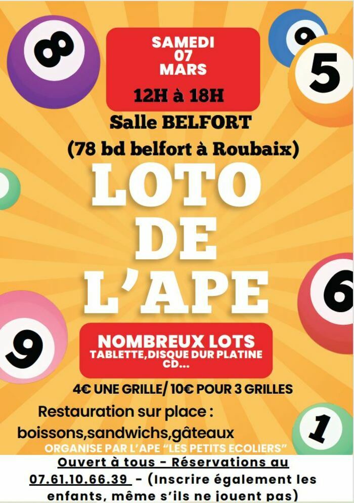 Loto de l'APE de l'école Legouve