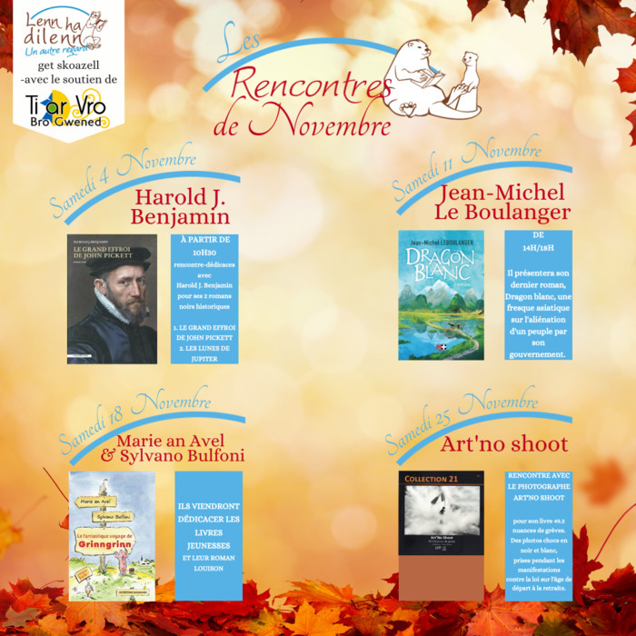 Rendez-vous à la librairie pour les rencontres-dédicaces du mois.
