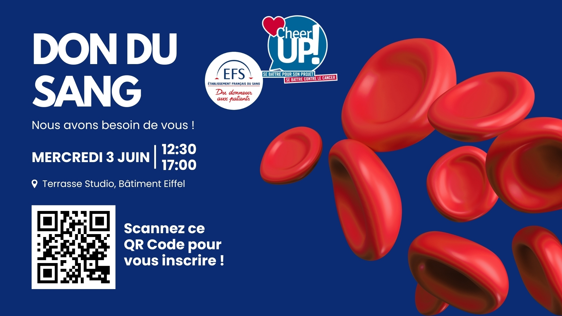 Campagne du don du Sang avec l'EFS et l'Association CheerUp