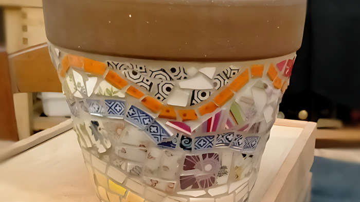 Cache-pot en mosaïque