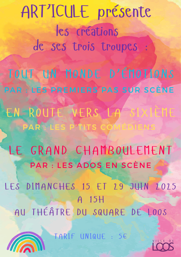 Dans le cadre du Festival du théâtre Amateur de Loos, l'association ART'ICULE vous présente ses créations jeunes.