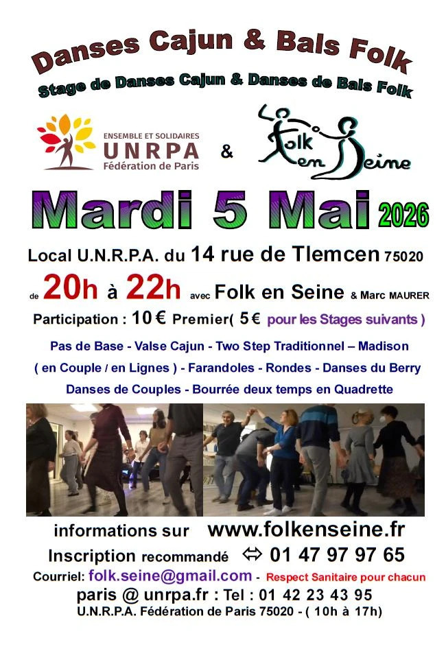 Stage danses Cajun et danses de Bals Folk