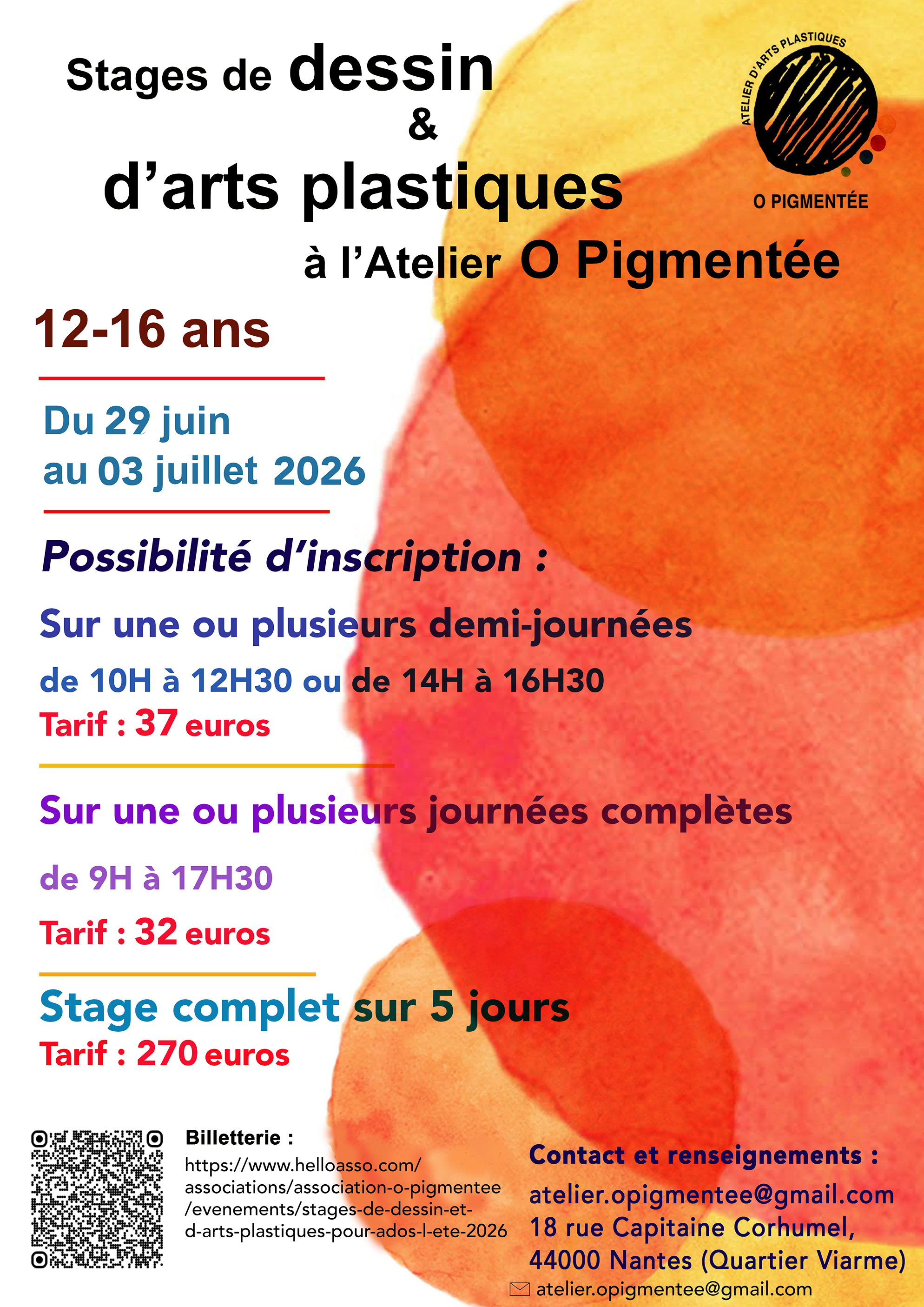 Stages de dessin et d'arts plastiques pour ados / l'été 2026