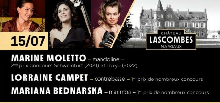 Concert exceptionnel Contrebasse, Mandoline et Marimba. Les Estivales de Musique en Médoc