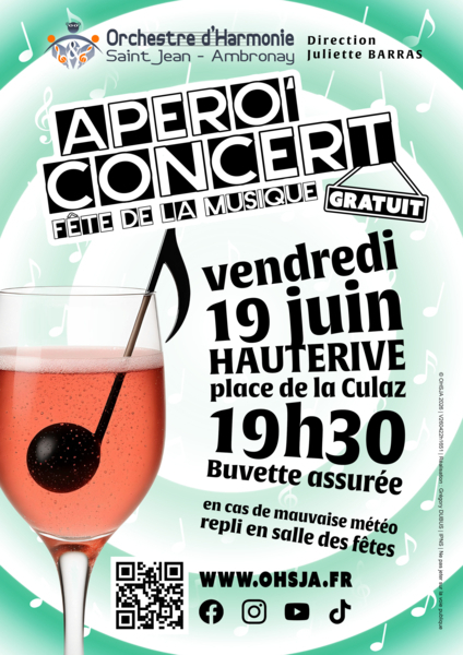 Apéro' Concert 2026 de l'OHSJA à Hauterive pour la Fête de la Musique