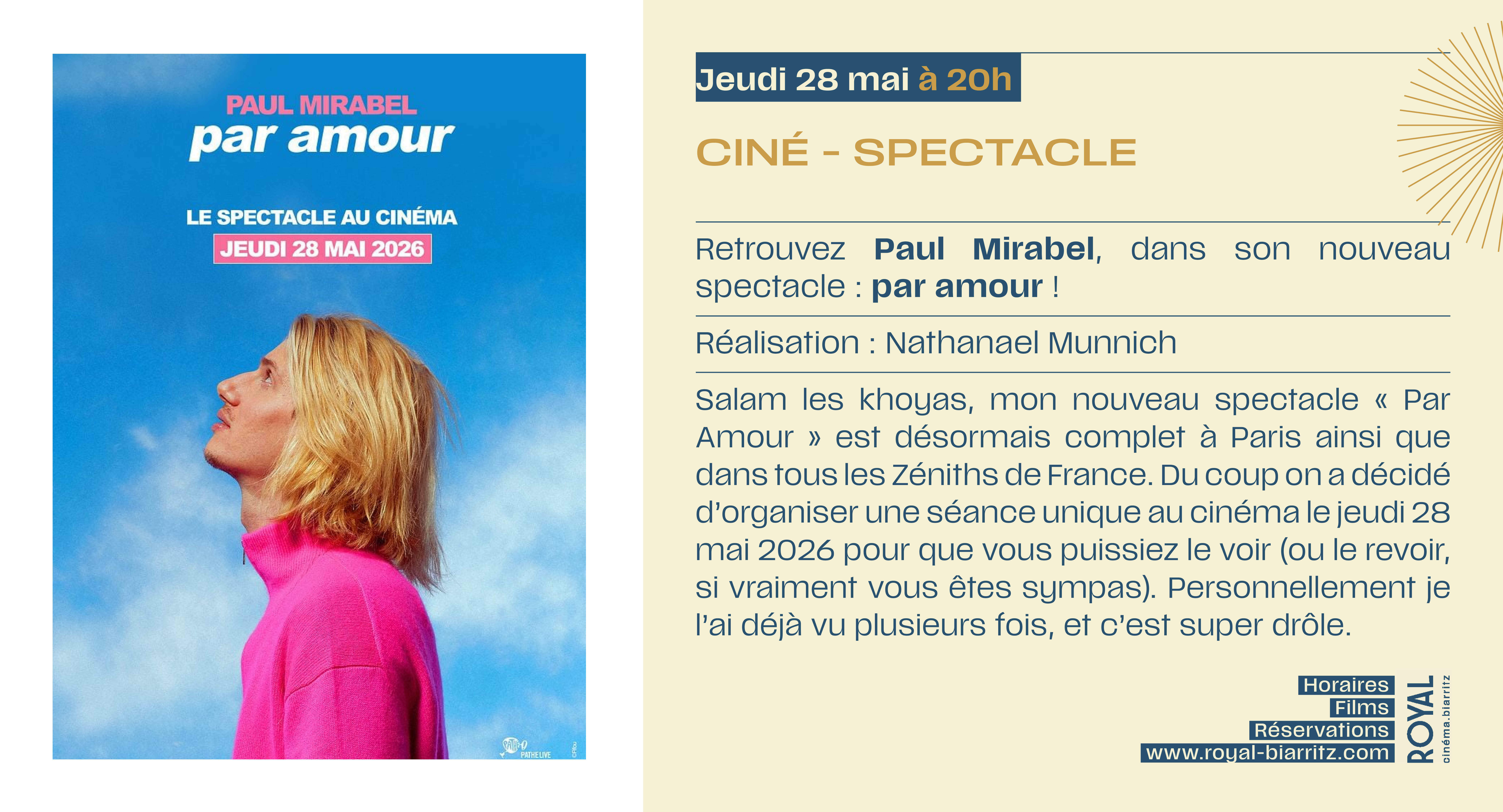 Paul Mirabel - Par Amour : Le Spectacle Au Cinéma