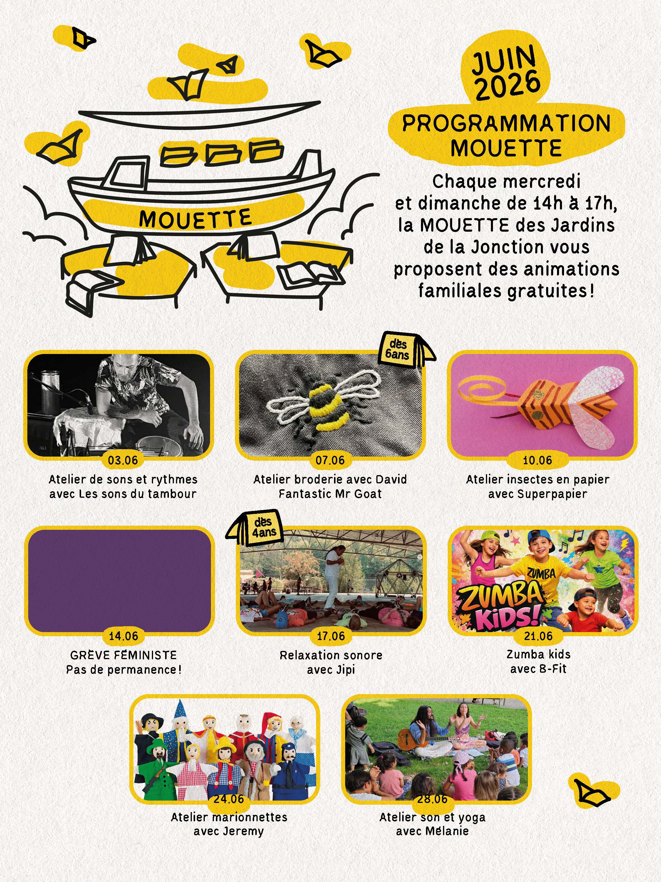 Programmation familles aux Jardins de la Jonction