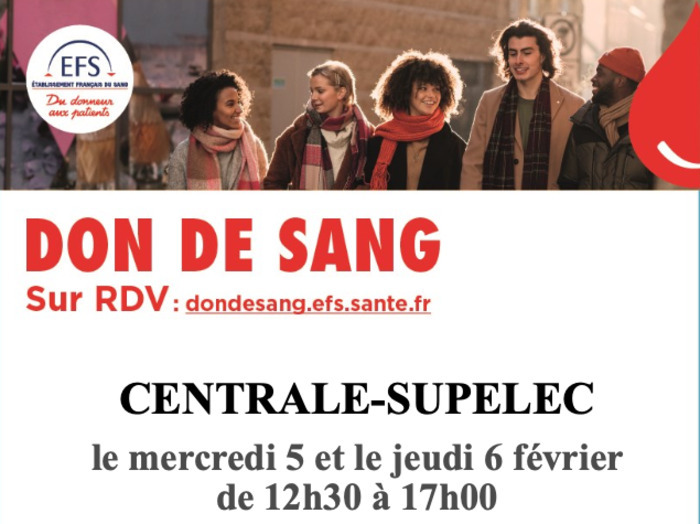 Campagne de don de sang sur le Campus de Gif Du 5 au 6 fév 2025