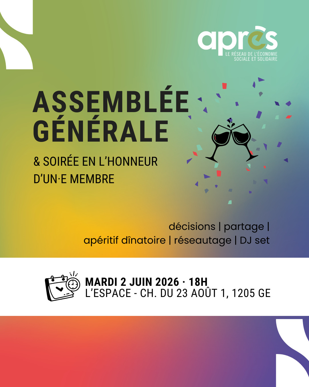 AG d'APRÈS-Ge et soirée en l'honneur d'un·e membre !