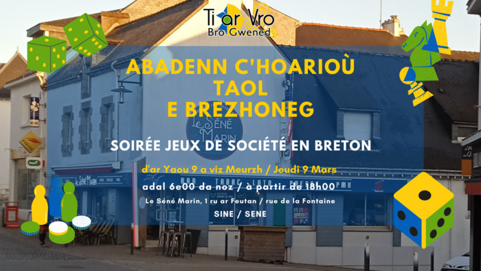 Venez participer à une soirée jeux de société en breton au Séné Marin !