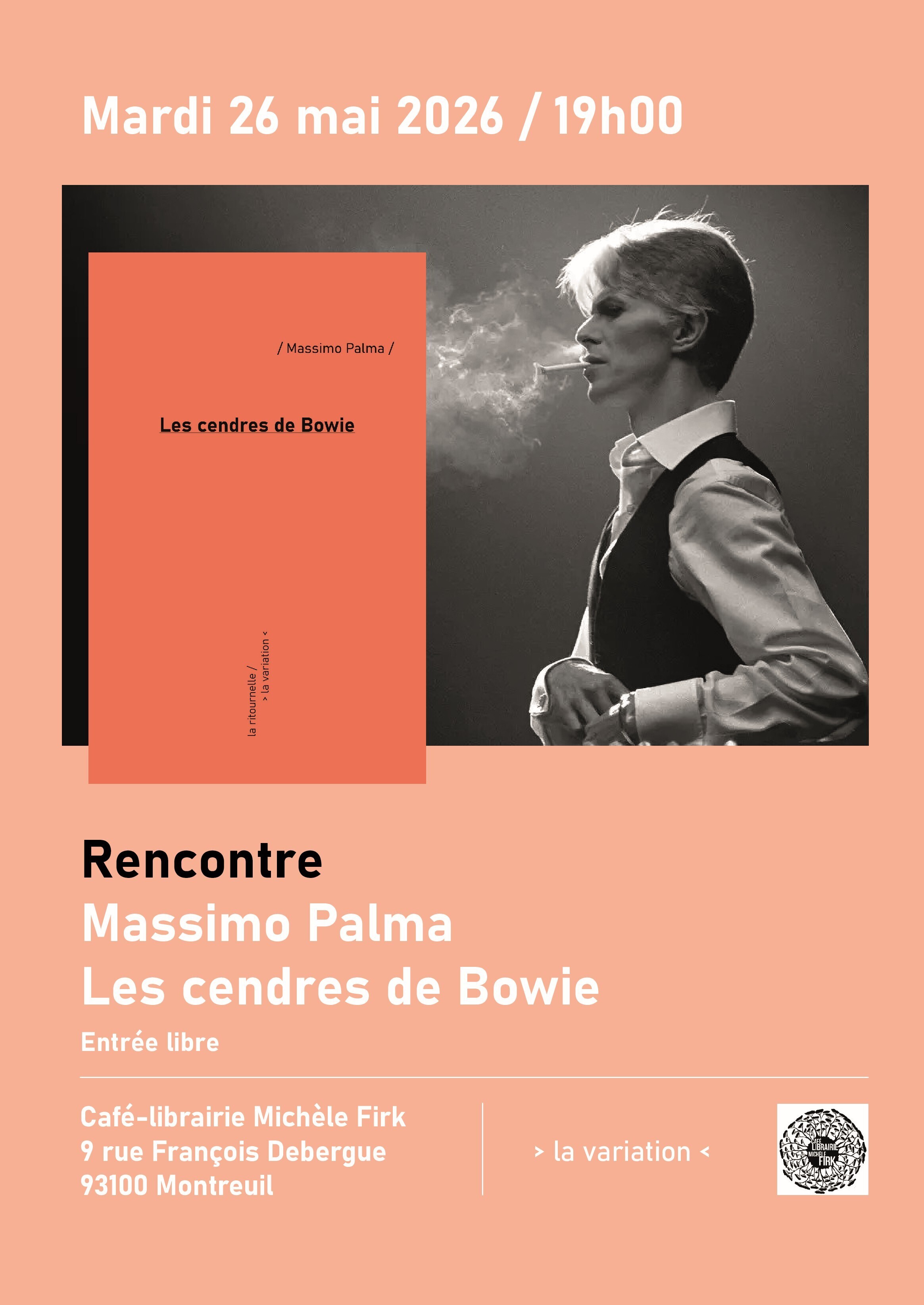 Rencontre autour de "Les Cendres de Bowie" avec Massimo Palma