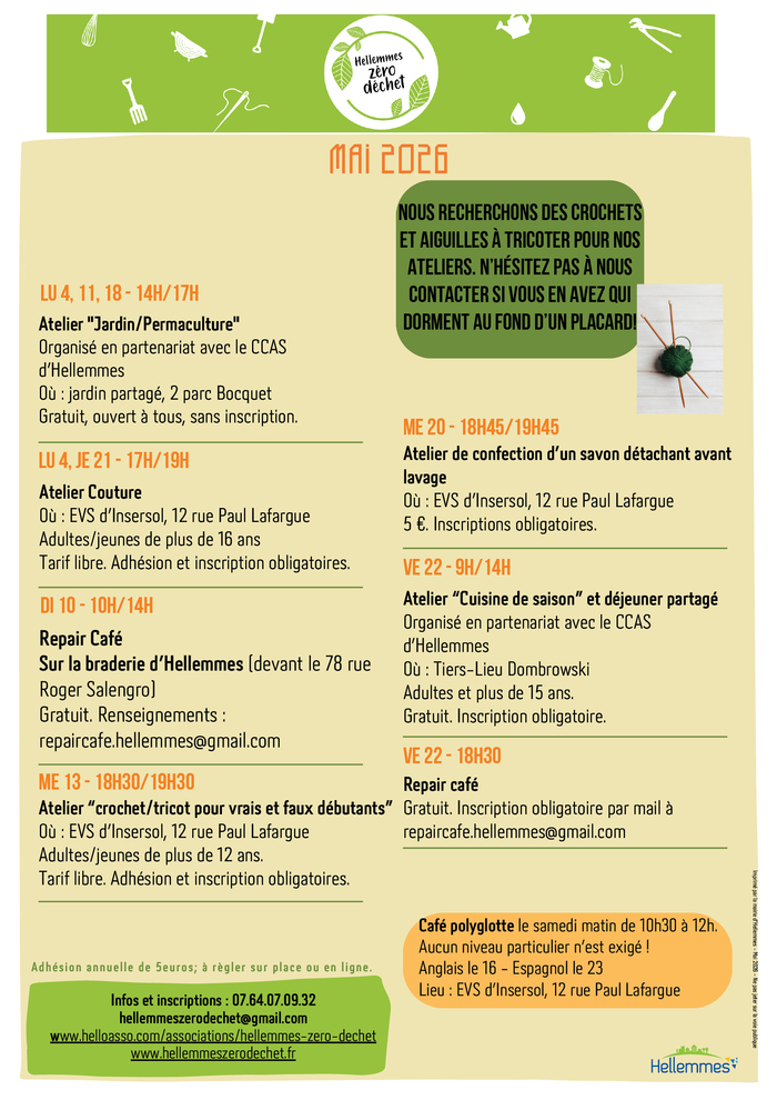 Hellemmes zéro déchet - Programme de mai