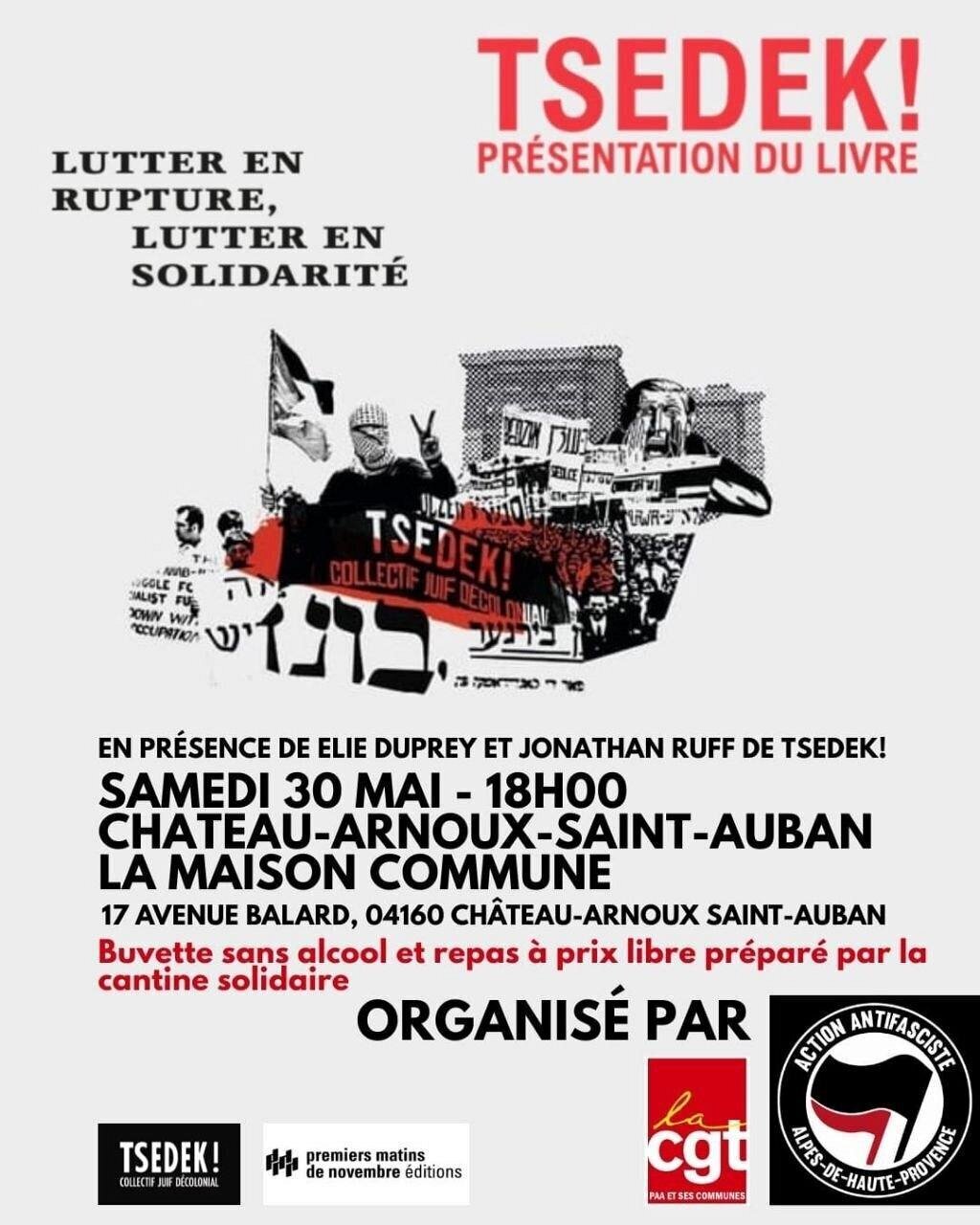 TSEDEK! en tournée autour du livre "LUTTER EN RUPTURE, LUTTER EN SOLIDARITÉ"